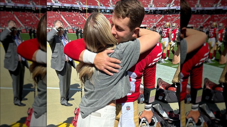 Brock Purdy and Jenna Brant hugging