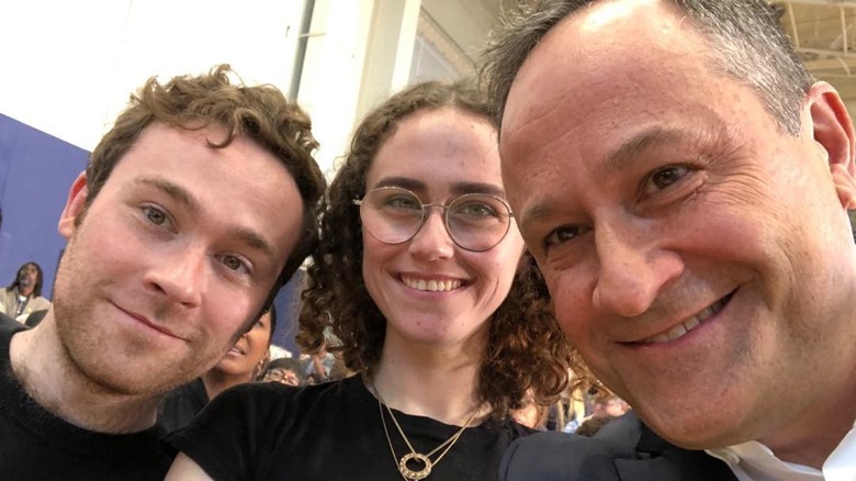 Cole, Ella, and Doug Emhoff selfie