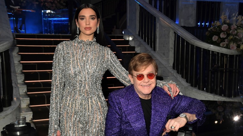 Dua Lipa and Elton John posing together