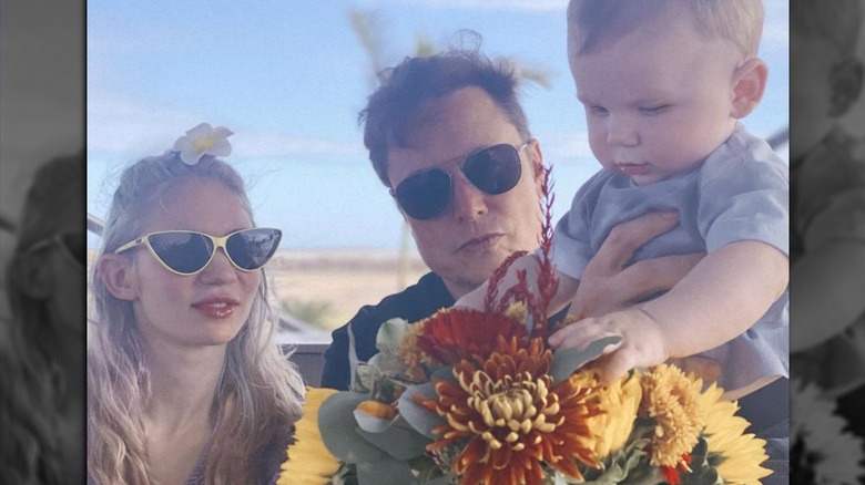 Elon Musk, CEO and CTO of SpaceX , Grimes and baby in Texas