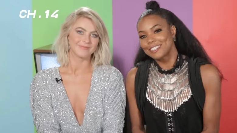 Julianne Hough and Gabrielle Union filming video for America's Got Talent