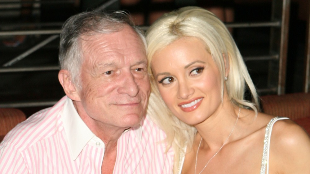 Holly Madison and Hugh Hefner smiling