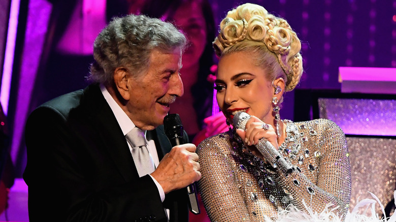 Lady Gaga and Tony Bennett signing