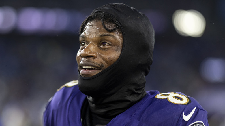 Lamar Jackson smiling in close-up