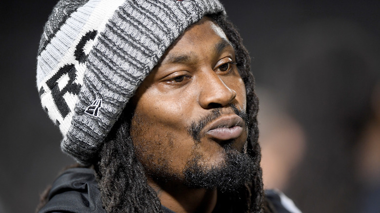 Marshawn Lynch on the football sidelines