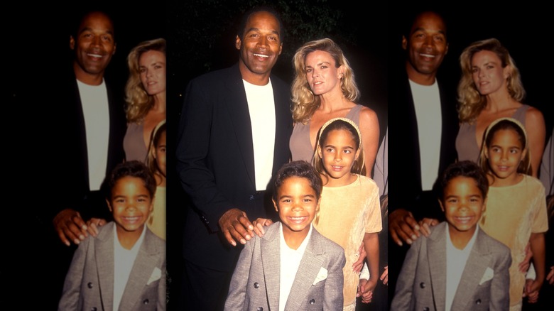 O.J. Simpson, Nicole Brown Simpson, Sydney Simpson, Justin Simpson posing