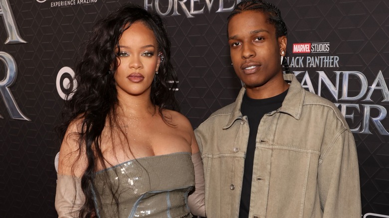 Rihanna and A$AP Rocky pose together