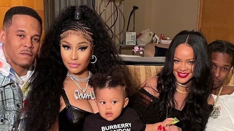 Nicki Minaj and Rihanna with family
