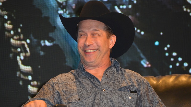 Stephen Baldwin wearing cowboy hat laughing