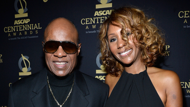 Stevie Wonder with his daughter Aisha Morris