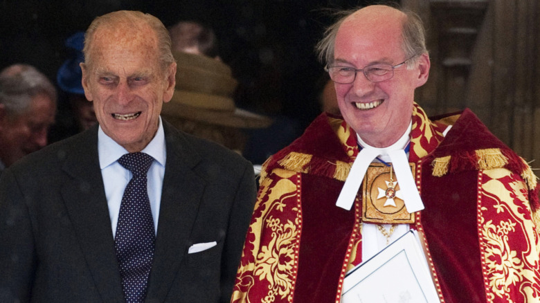 Prince Philip and Dean of Windsor David Conner smiling