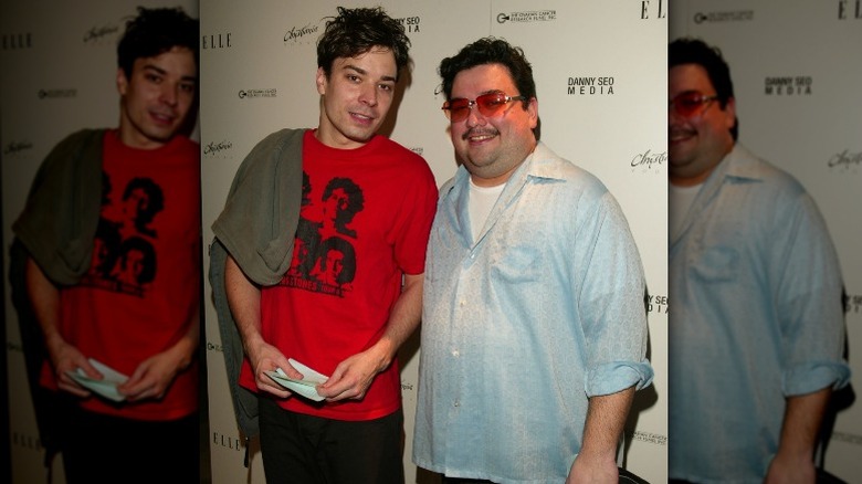 Jimmy Fallon and Horatio Sanz at an Elle magazine party in 2002