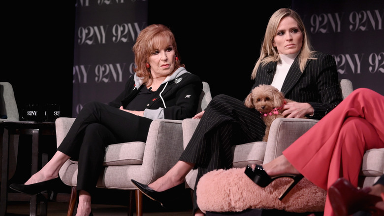 Joy Behar and Sara Haines look in the same direction during a Behind the Table discussion