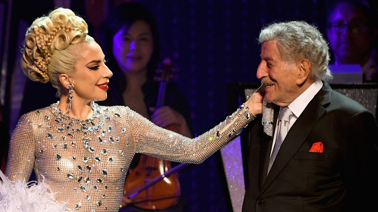 Tony Bennett and Lady Gaga performing 