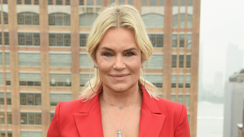 Yolanda Hadid posing in red