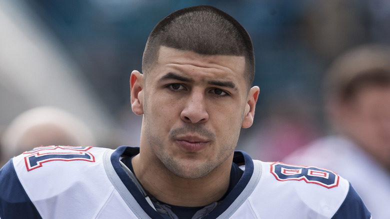 Aaron Hernandez headshot in uniform