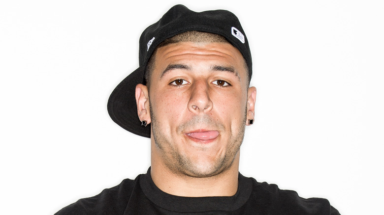 Aaron Hernandez backwards hat