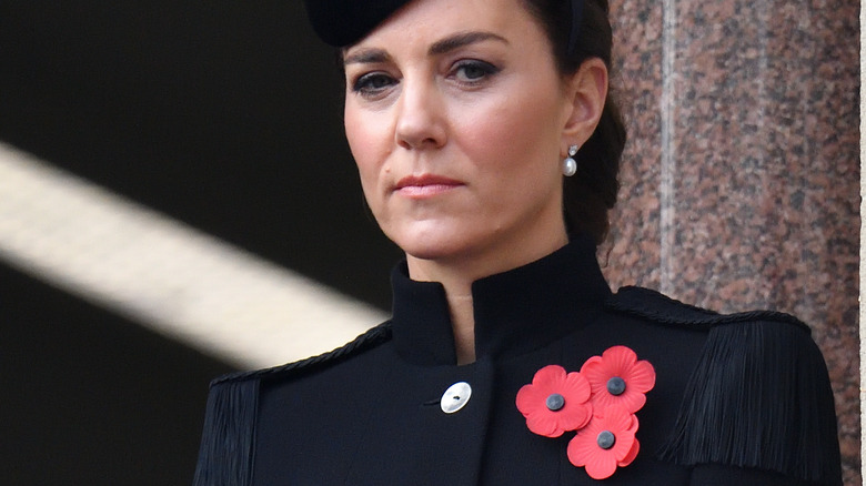 Kate Middleton wearing a poppy