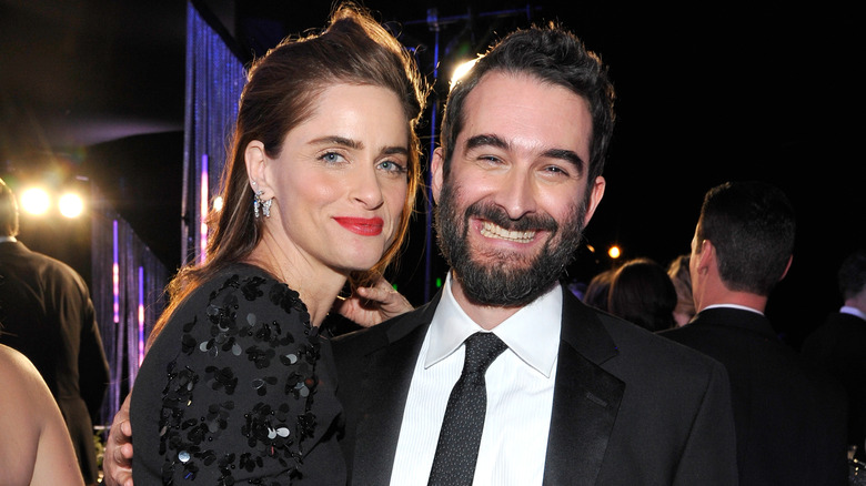 Amanda Peet, Jay Duplass posing