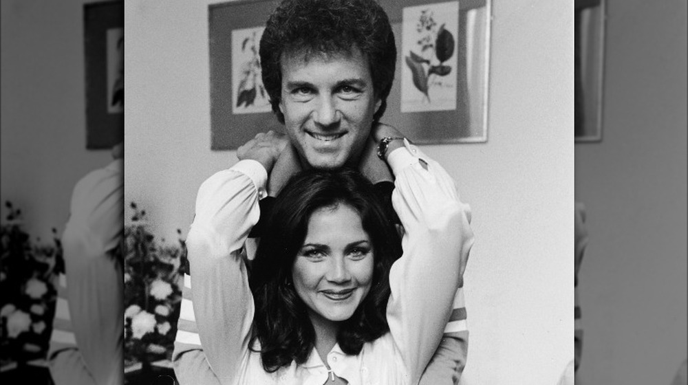 Ron Samuels and Lynda Carter in black-and-white photo