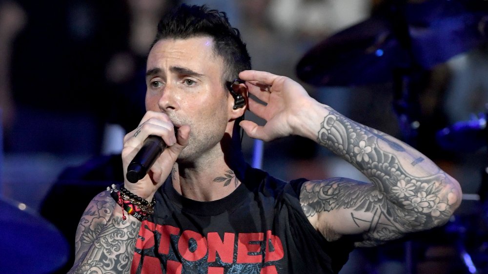 Adam Levine performing with Maroon 5 during the Bud Light Super Bowl Music Fest 