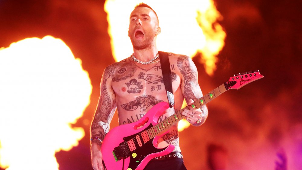 Adam Levine performing during the Pepsi Super Bowl LIII Halftime Show 