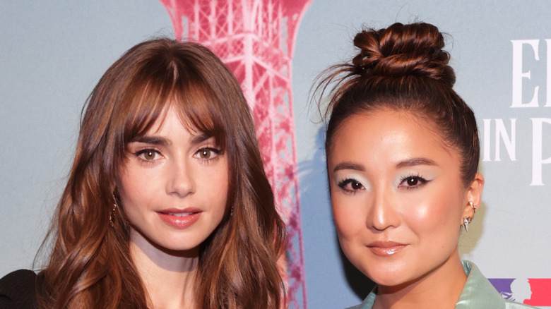 Lily Collins and Ashley Park posing