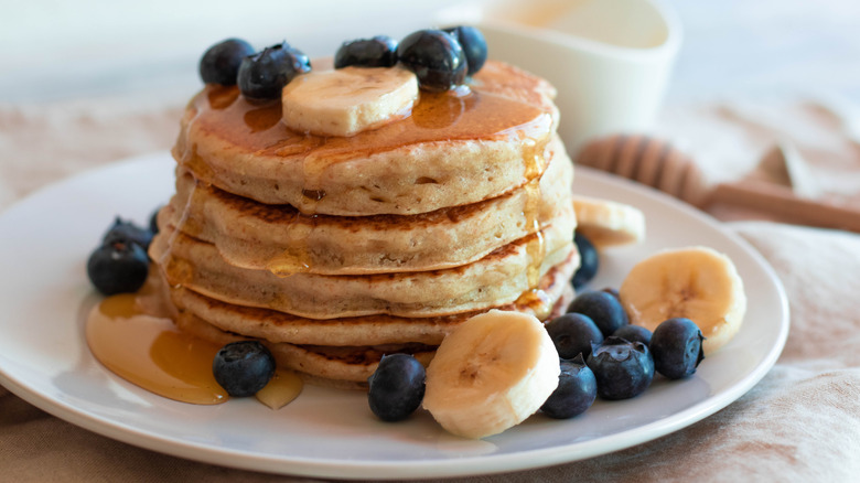 Stack of blueberry pancakes