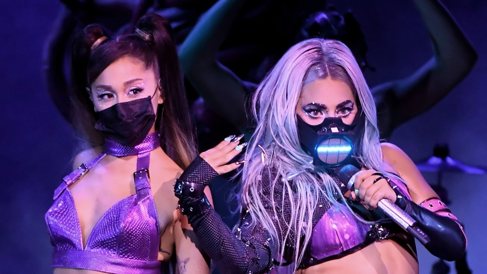 Ariana Grande and Lady Gaga performing