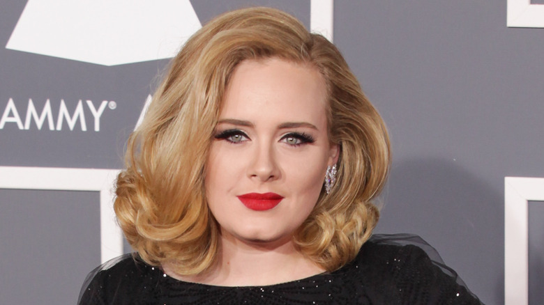 Adele with red lipstick