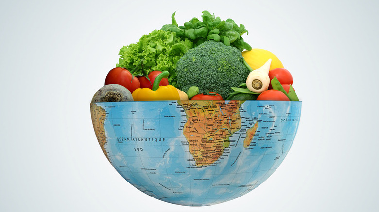 Vegetables in globe dish