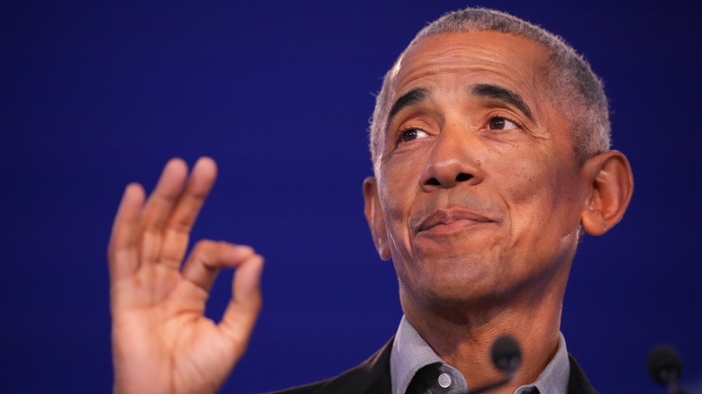 Barack Obama making okay sign