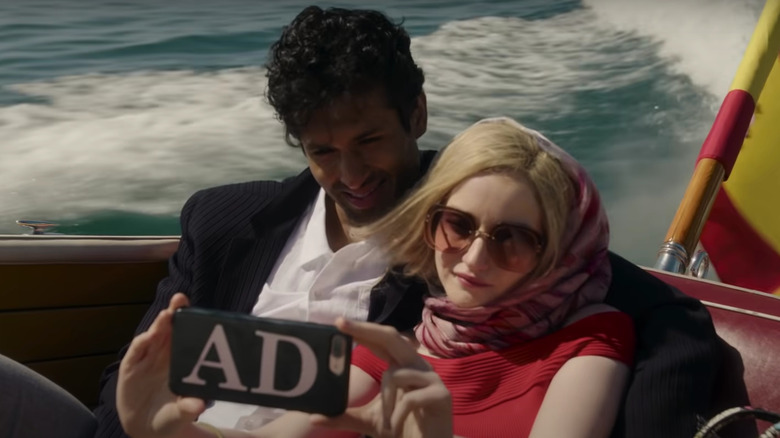 Saamer Usmani, Julia Garner on boat