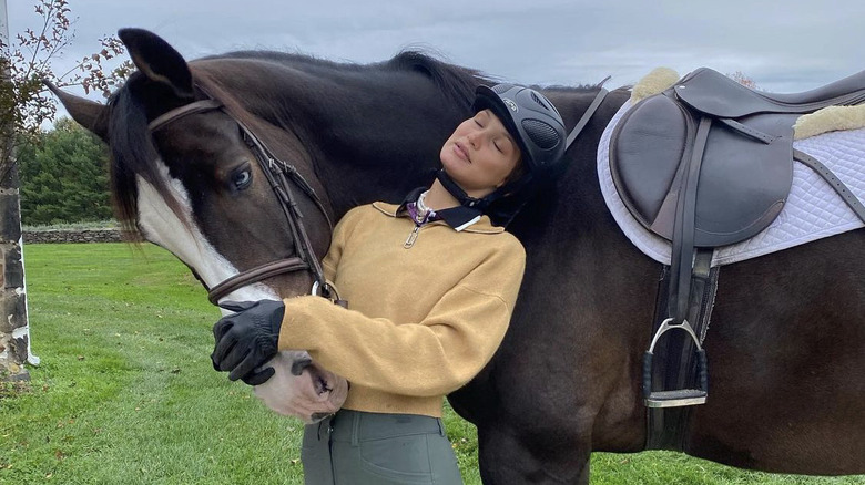 Bella Hadid and her horse