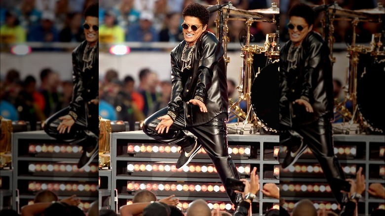 Bruno Mars dancing at the Super Bowl