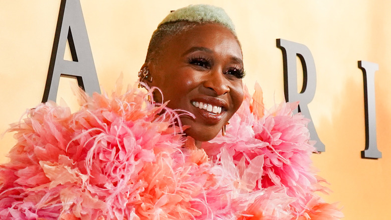 Cynthia Erivo in a pink gown, smiling