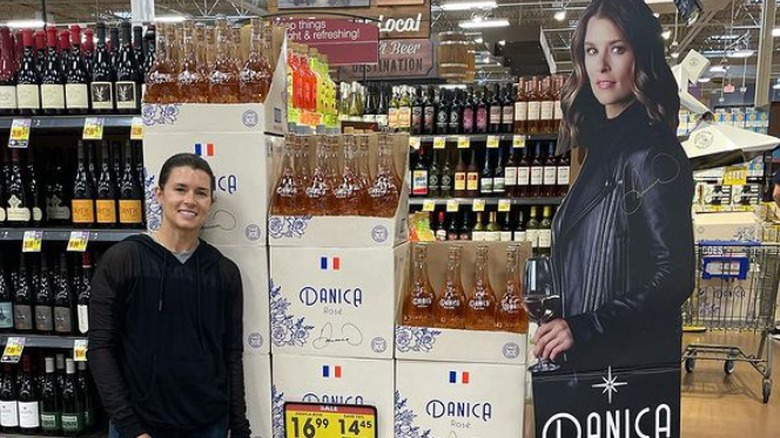 Danica Patrick and wine display