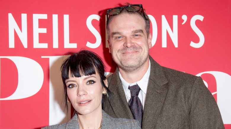 Lily Allen and David Harbour smiling