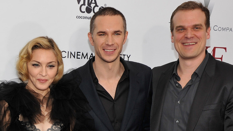 Madonna, James D'Arcy, and David Harbour smiling