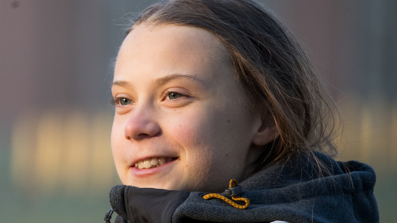 Greta Thunberg smirking  