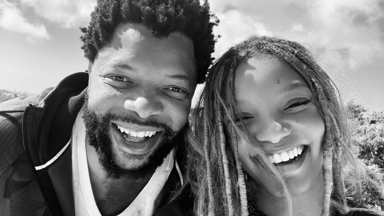 Halle Bailey, Douglas Bailey smiling