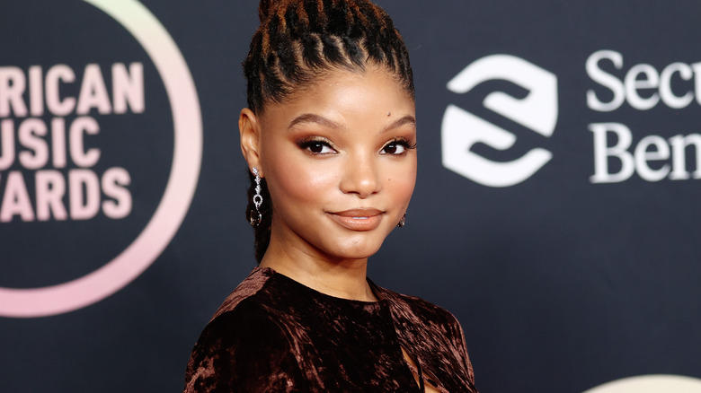 Halle Bailey posing strong velvet