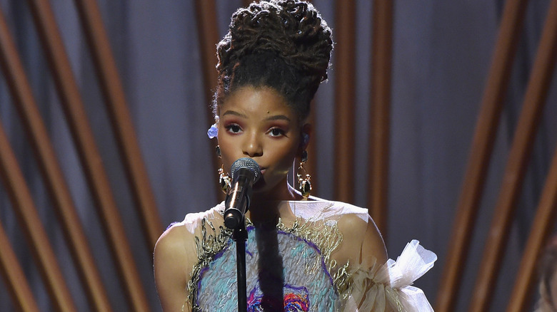 Halle Bailey singing extravagant look