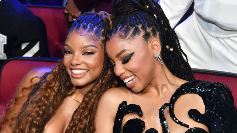 Chloe and Halle Bailey laughing