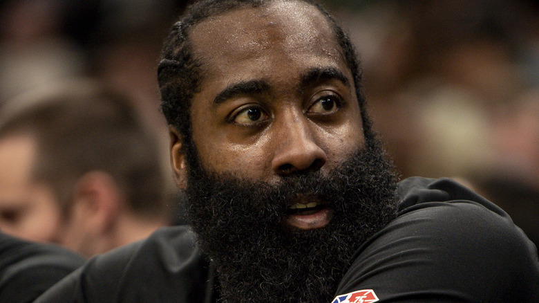 James Harden with head turned