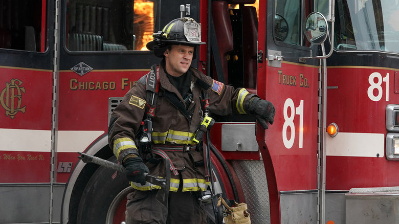 Jesse Spencer in costume for Chicago Fire