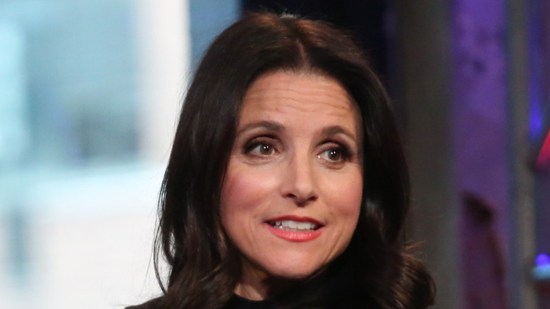 Julia Louis-Dreyfus with mic