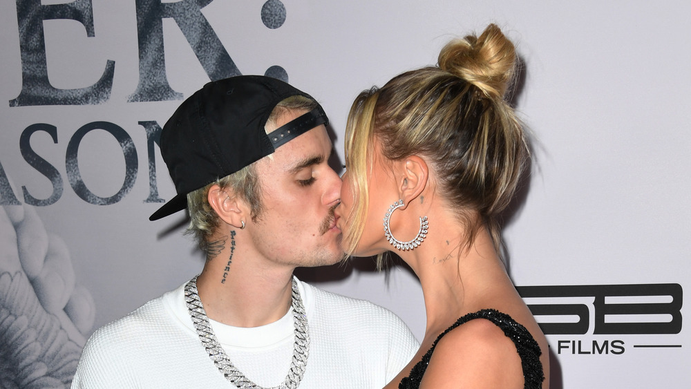 Justin Bieber and Hailey Bieber kissing