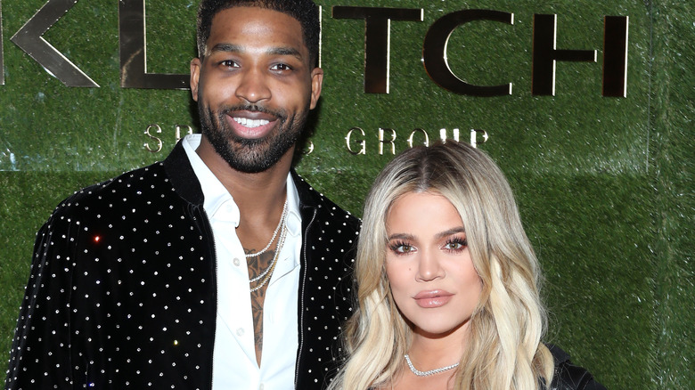 Tristan Thompson and Khloe Kardashian posing