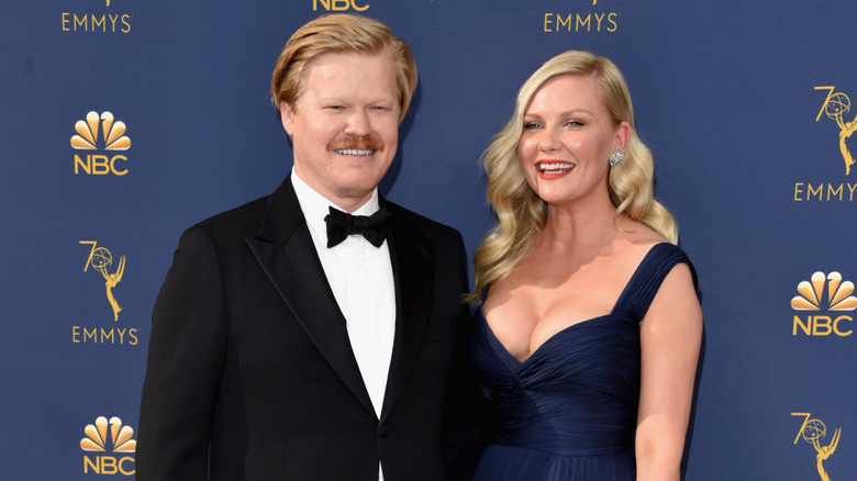 Jesse Plemons smiling, Kirsten Dunst laughing